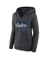 Women's Fanatics Heather Charcoal Chicago Cubs Simplicity Crossover V-Neck Pullover Hoodie