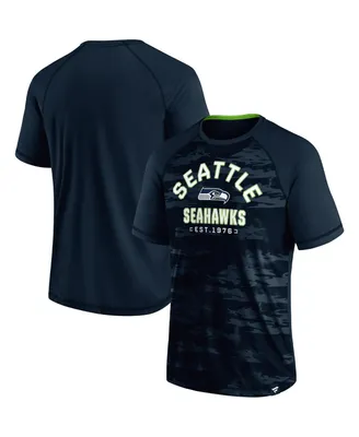 Men's Fanatics College Navy, Neon Green Seattle Seahawks Hail Mary Raglan T-shirt