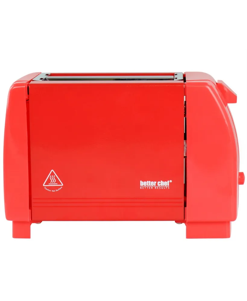 Better Chef Compact Two Slice Countertop Toaster in Red