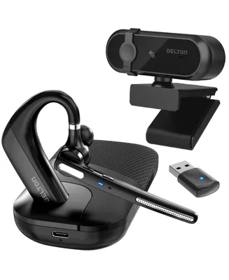 Delton 90X Ultralight Executive Computer Headset w/ Auto Pairing Usb Dongle and Charging/Carrying Case and 1080p Webcam