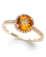 Semiprecious Ring Collection With Diamond Halo Accents In 14k White Yellow Or Rose Gold