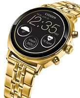 Citizen Unisex Cz Smart Wear Os Gold-Tone Stainless Steel Bracelet Smart Watch 41mm