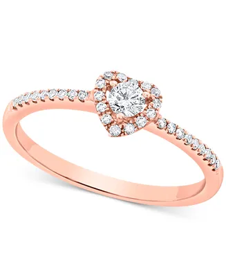 Diamond Heart Halo Engagement Ring (1/4 ct. t.w.) 14k White, Yellow or Rose Gold