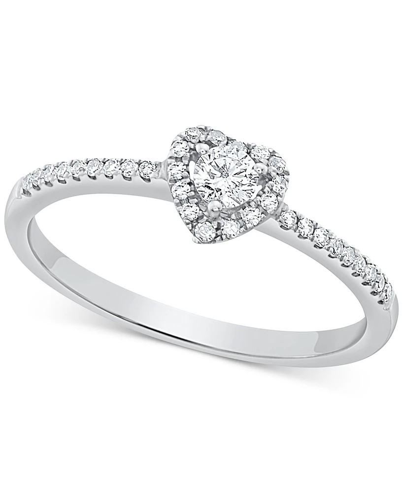 Diamond Heart Halo Engagement Ring (1/4 ct. t.w.) in 14k White, Yellow or Rose Gold