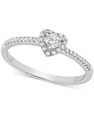Diamond Heart Halo Engagement Ring (1/4 ct. t.w.) in 14k White, Yellow or Rose Gold
