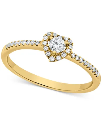 Diamond Heart Halo Engagement Ring (1/4 ct. t.w.) in 14k White, Yellow or Rose Gold