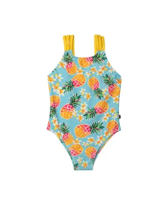 Girl Printed One Piece Swimsuit Blue Pineapple - Child