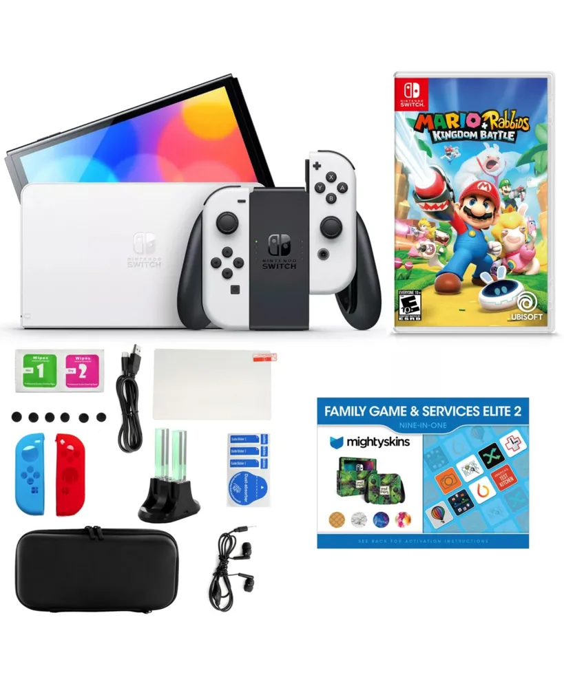 Nintendo Switch Oled in with Mario+Rabbids, Acc Kit & Voucher