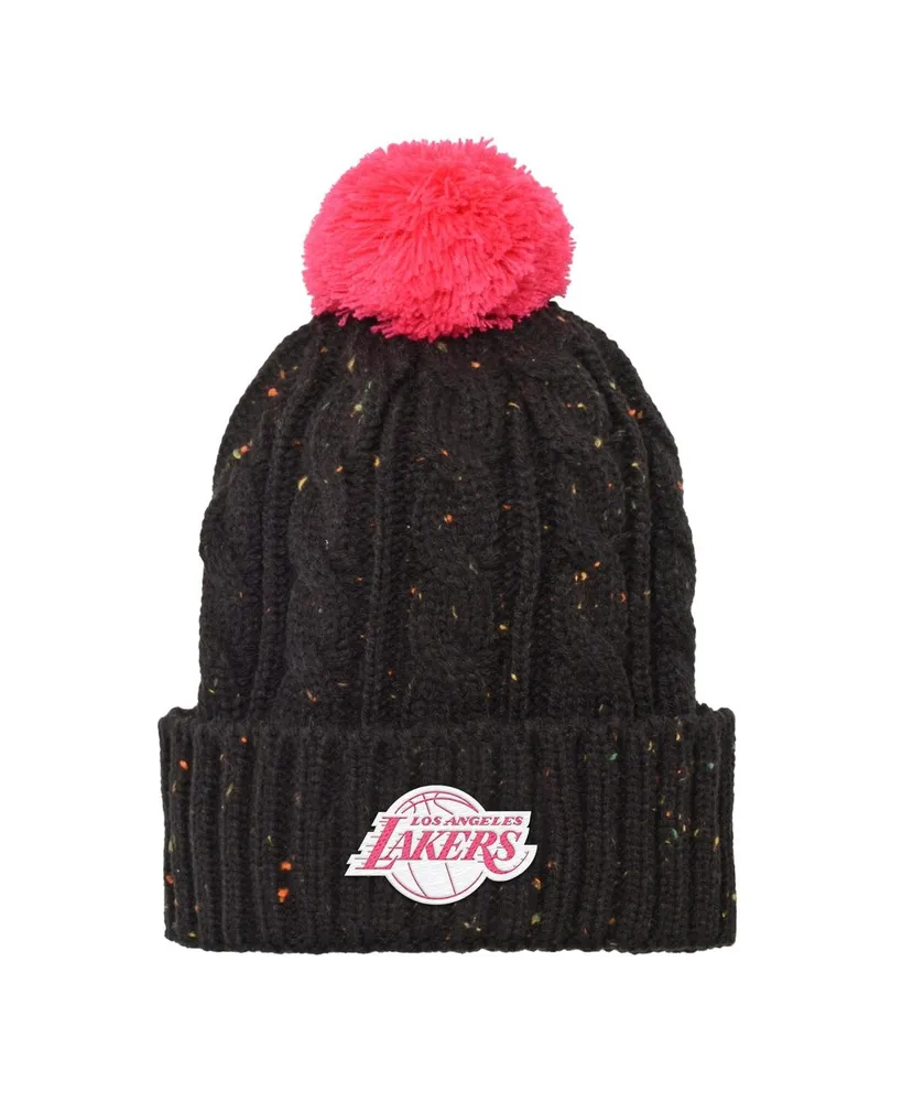 Big Boys and Girls Black Los Angeles Lakers Nep Cuffed Knit Hat with Pom