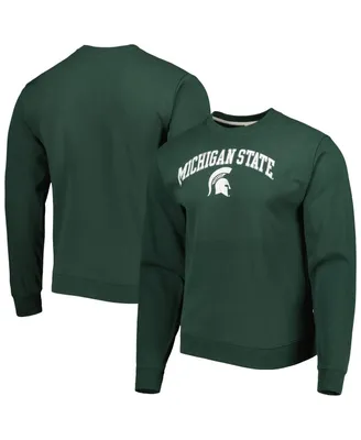 Men's League Collegiate Wear Green Michigan State Spartans 1965 Arch Essential Fleece Pullover Sweatshirt