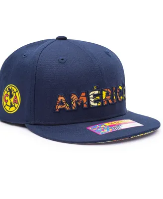 Men's Navy Club America Dia De Los Muertos Floral Snapback Hat