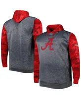 Men's Heather Charcoal Alabama Crimson Tide Big and Tall Raglan Fleece Pullover Hoodie