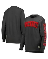 Women's Pressbox Black Cincinnati Bearcats Two-Hit Canyon Long Sleeve T-shirt