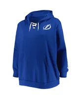 Women's Andrei Vasilevskiy Royal Tampa Bay Lightning Plus Size Lace-Up V-Neck Pullover Hoodie