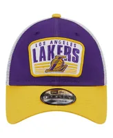 Men's New Era Purple Los Angeles Lakers Two-Tone Patch 9FORTY Trucker Snapback Hat