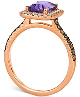 Le Vian Deep Sea Blue Topaz (1-5/8 ct. t.w.) & Diamond (3/8 Halo Ring 14k Rose Gold (Also Amethyst Citrine)