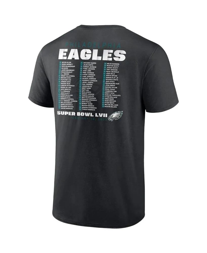 Men's Fanatics Black Philadelphia Eagles Super Bowl Lvii Varsity Team Roster Big and Tall T-shirt