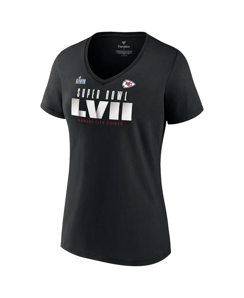 Women's Fanatics Black Kansas City Chiefs Super Bowl Lvii Varsity Roster V-Neck T-shirt