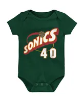 Infant Boys and Girls Mitchell & Ness Shawn Kemp Green Seattle SuperSonics Hardwood Classics Name and Number Bodysuit