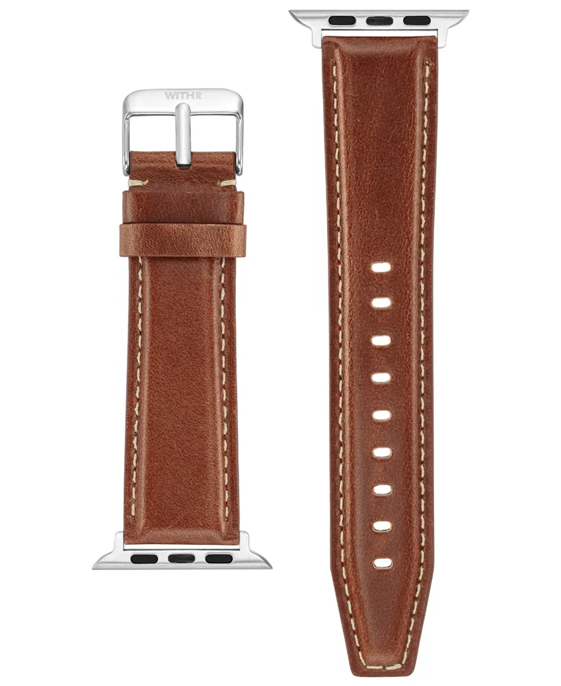 WITHit Honey Brown Smooth Genuine Leather Band Compatible with 42/44/45/Ultra/Ultra 2 Apple Watch