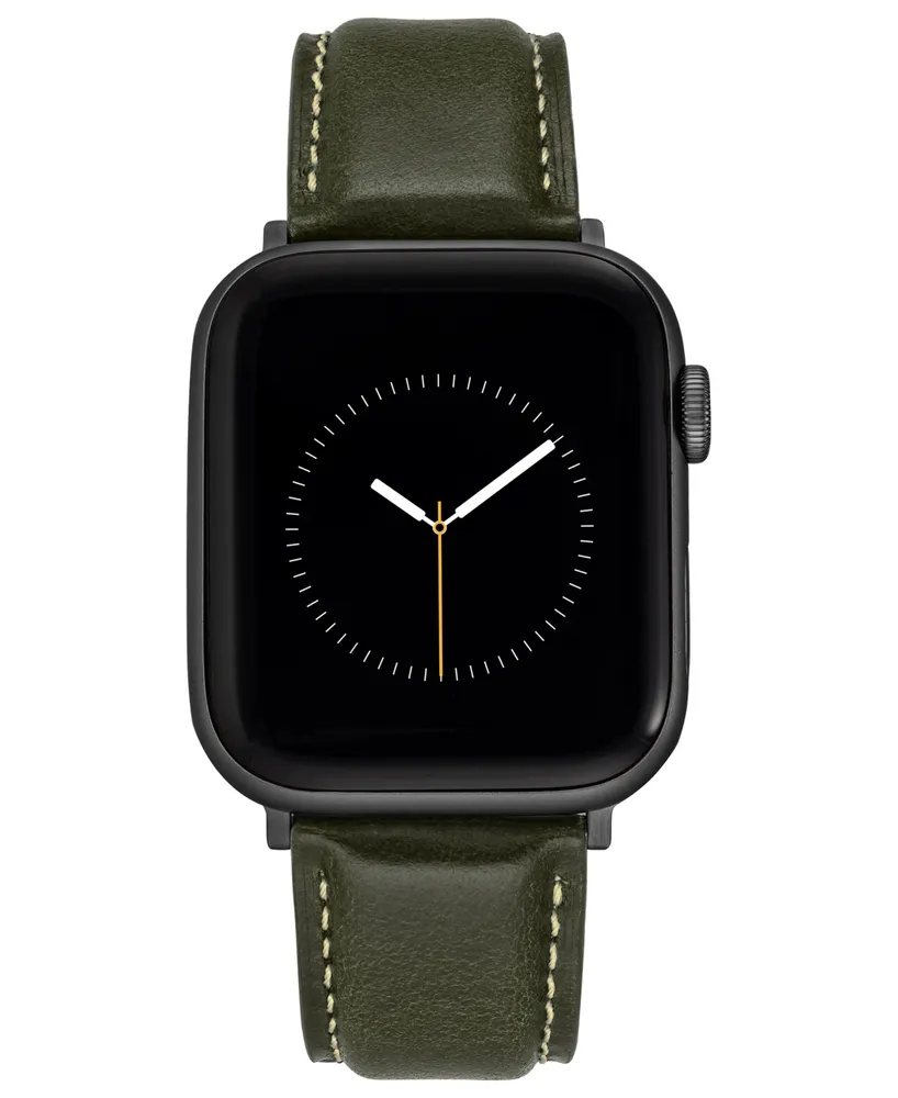 WITHit Green Smooth Genuine Leather Band designed for Apple Watch 42mm (Series 1-3 only) & 44/45/46/49mm (Ultra & Ultra 2)