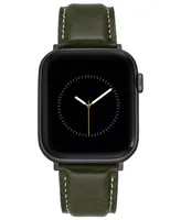 WITHit Dark Green Smooth Leather Strap with Contrast Stitching and Gunmetal Gray Stainless Steel Lugs for 42mm, 44mm, 45mm, Ultra 49mm Apple Watch