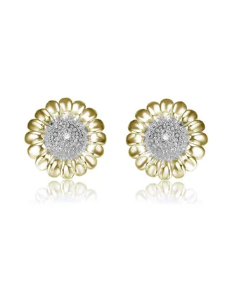 Genevive Sterling Silver Clear Round Cubic Zirconia Stud Earrings
