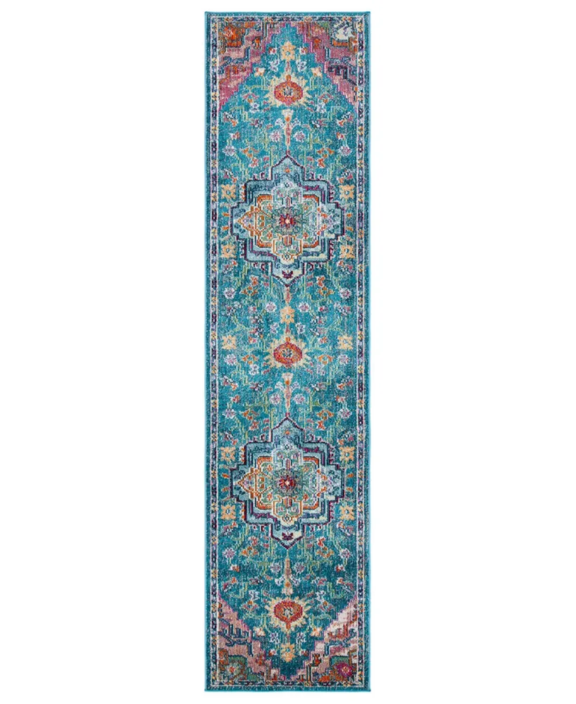 Safavieh Crystal CRS501 Teal and Rose 2'2" x 9' Runner Area Rug