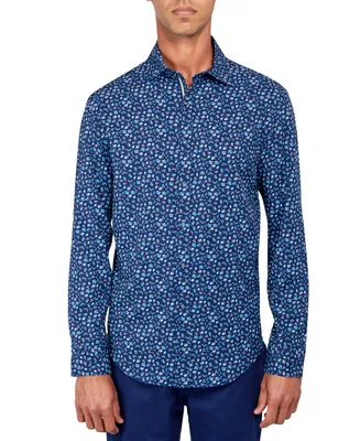Society of Threads Men's Regular-Fit Non-Iron Performance Stretch Micro Flower-Print Button-Down Shirt