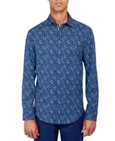 Society of Threads Men's Regular-Fit Non-Iron Performance Stretch Micro Flower-Print Button-Down Shirt