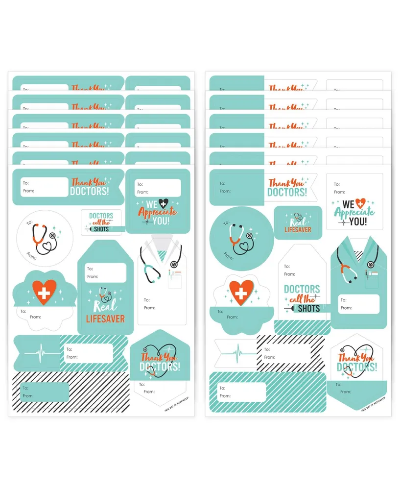 Thank You Doctors Assorted To & From Stickers 12 Sheets 120 Stickers - Assorted Pre