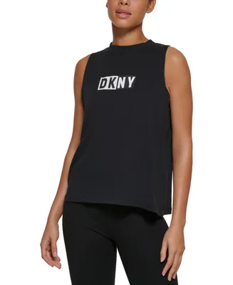 Dkny Sports Women's Two Tone Logo Print Tank Top