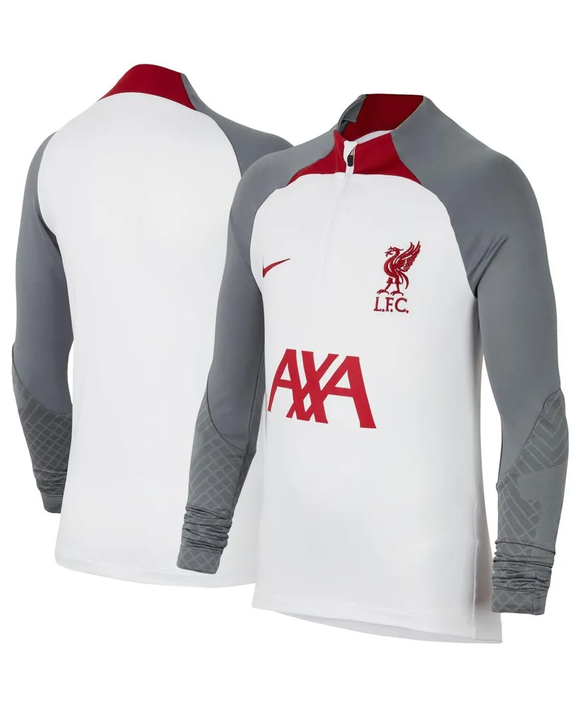 Nike Big Boys Nike White Liverpool Drill Performance Quarter-Zip Raglan  Long Sleeve Top