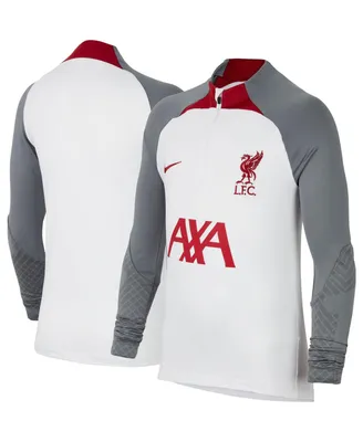 Big Boys Nike White Liverpool Drill Performance Quarter-Zip Raglan Long Sleeve Top