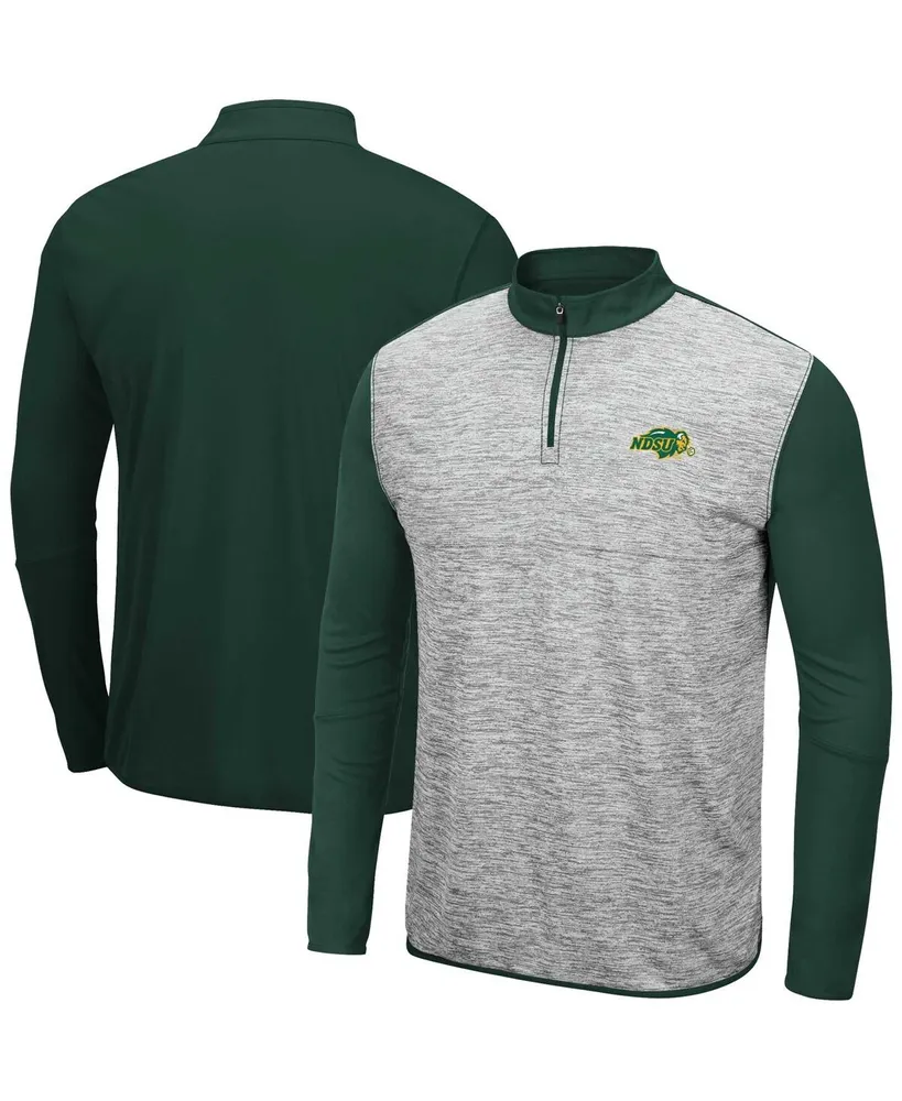 Men's Colosseum Heather Gray and Green Ndsu Bison Prospect Quarter-Zip Jacket