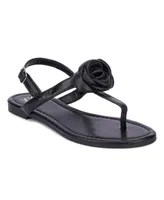 New York & Company Rosette Women's Single Flower Thong T-Strap Sandal