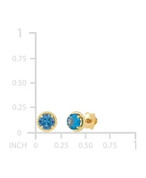 Children's Cubic Zirconia Beaded Frame Stud Earrings 14k Gold