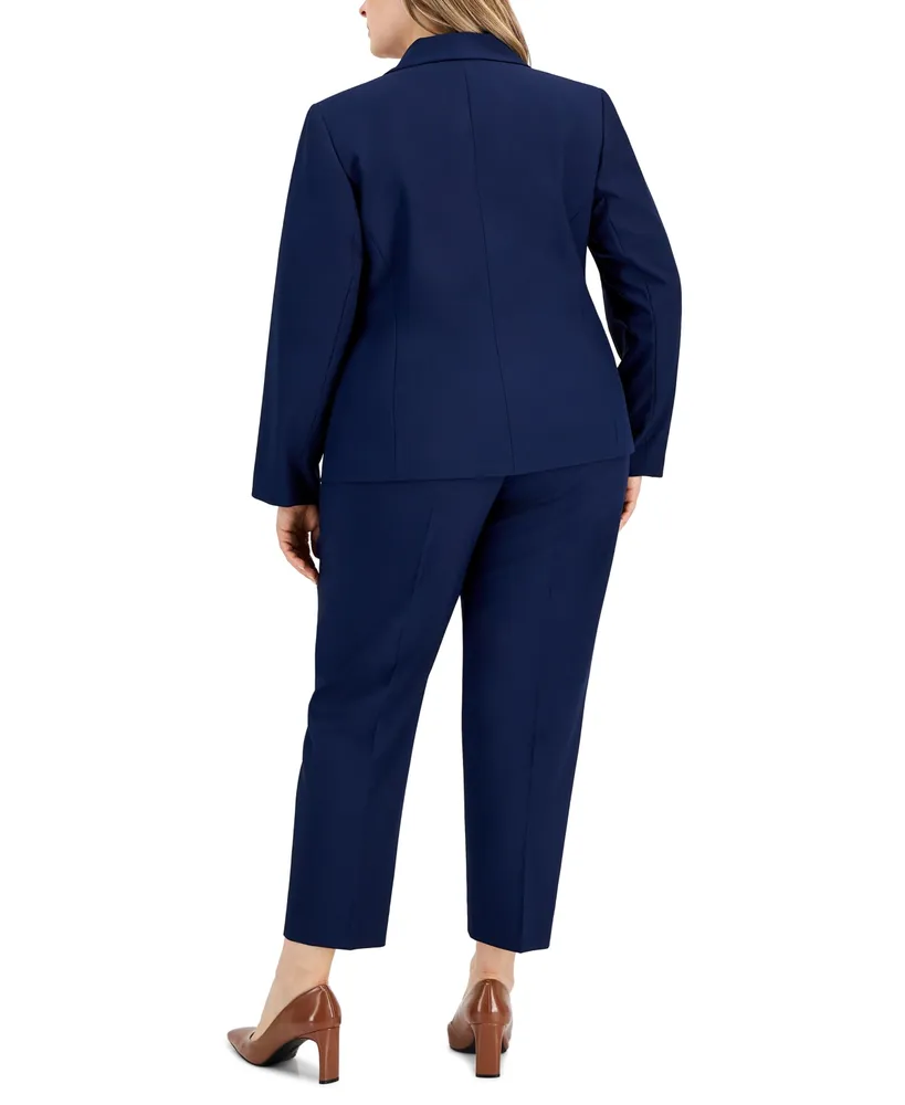 Le Suit Plus Size Stretch Crepe One-Button Pantsuit