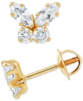 Children's Cubic Zirconia Butterfly Stud Earrings in 14k Gold