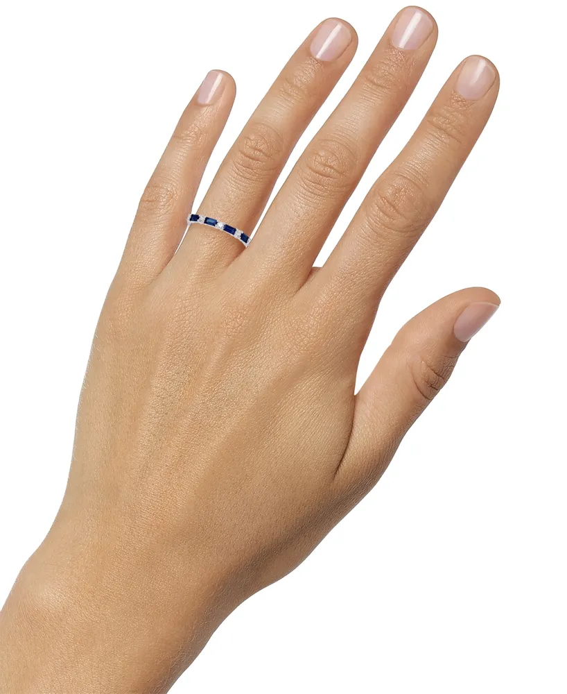 Sapphire (5/8 ct. t.w.) & Diamond (1/5 ct. t.w.) Band in 14k White Gold (Also Available in Emerald & Ruby)