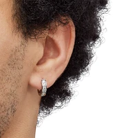 Grown With Love Men's Lab Grown Diamond Small Huggie Hoop Earrings (1/2 ct. t.w.) in 10 White Gold, 1/2"