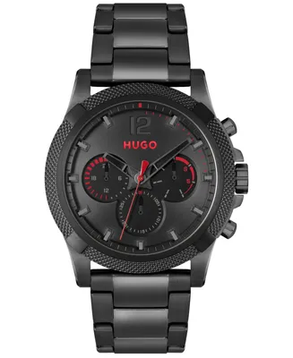 Hugo Boss Men's Impress Quartz Multifunction Ionic Plated Black Steel Watch 46mm