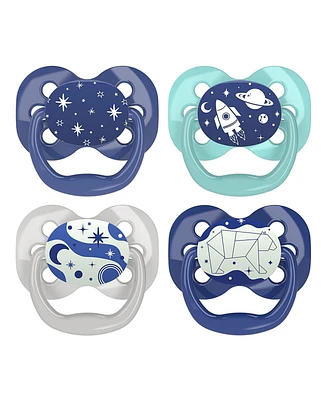 Dr. Browns Advantage Symmetrical Pacifier, Blue, 4 Pack, 0-6m