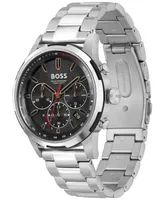 Hugo Boss Men's Solgrade Solar Quartz Chronograph Silver-Tone Stainless Steel Watch 44mm - Silver