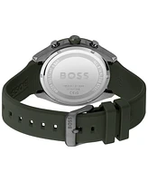 Hugo Boss Men's Velocity Quartz Fashion Chronograph Green Silicone Strap Watch 44mm