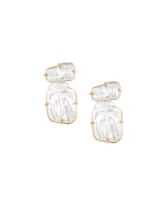 Ettika Double Imitation Pearl Nugget 18K Gold Plated Earrings