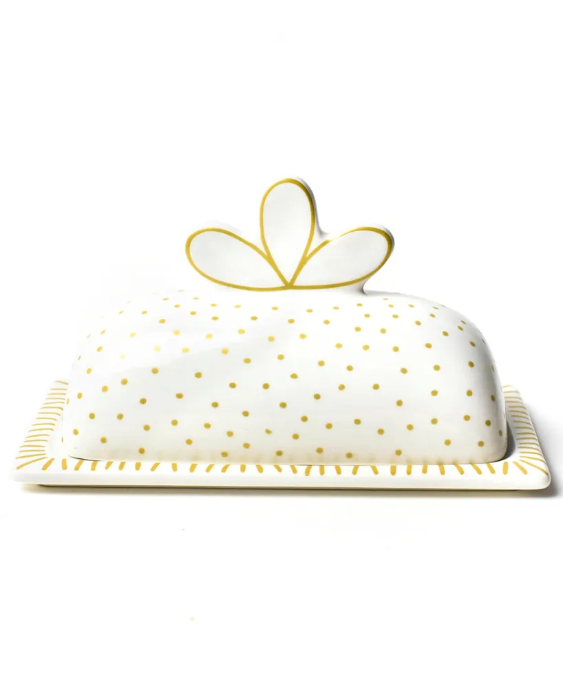 Coton Colors by Laura Johnson Deco Gold Scallop Knob Butter Dish