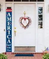 Glitzhome 17" H Patriotic, Americana Berry Heart Wreath