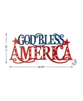 Glitzhome 24" L Patriotic, Americana Metal "God Bless America" Wall Decor