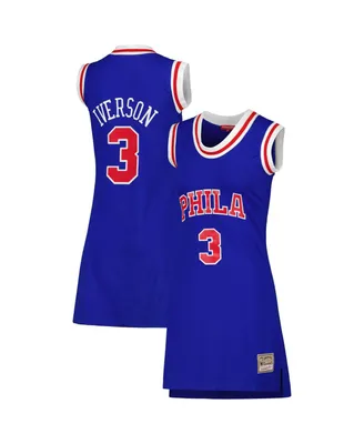 Women's Mitchell & Ness Allen Iverson Royal Philadelphia 76ers 1996 Hardwood Classics Name Number Player Jersey Dress